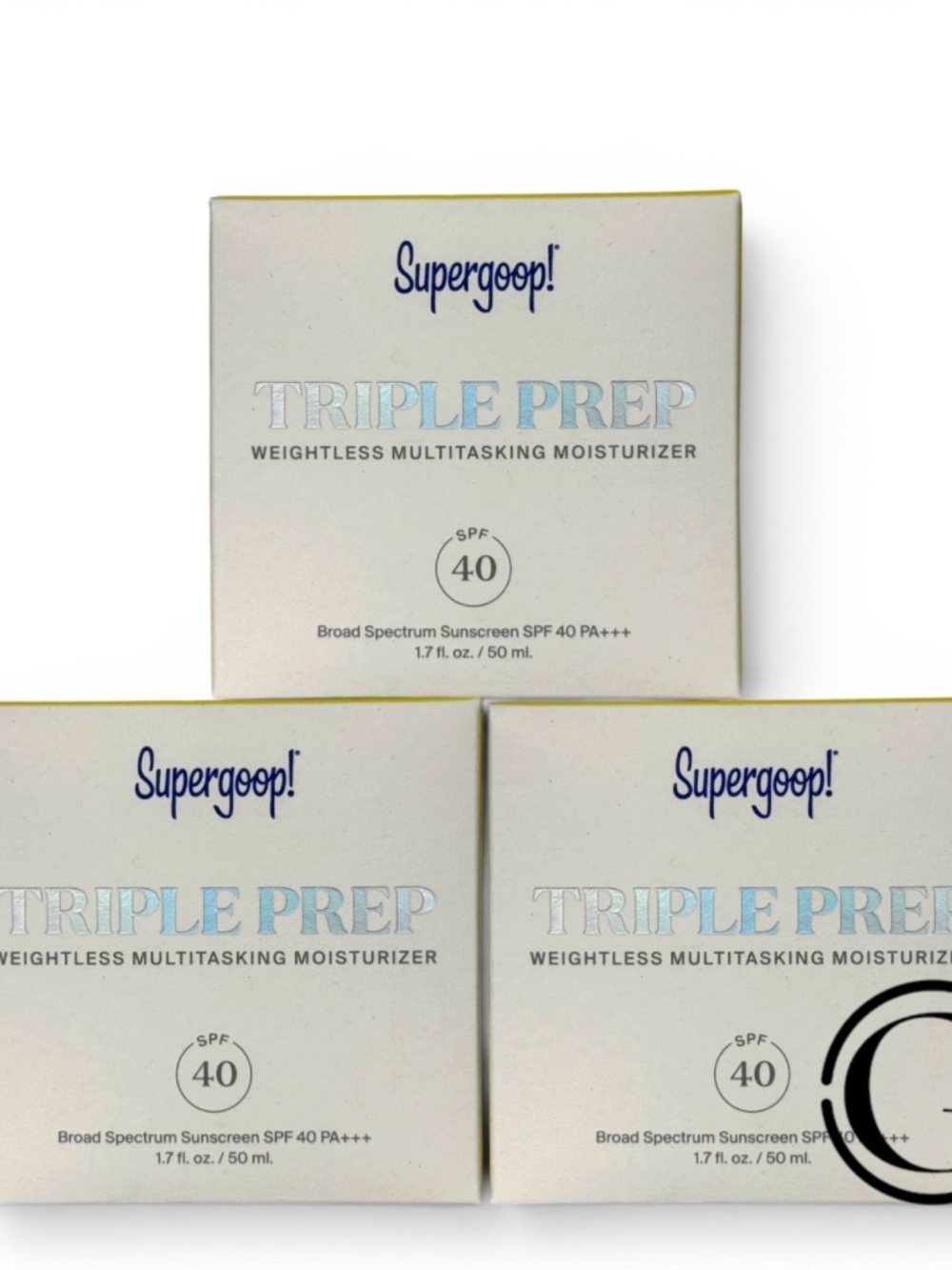 LOT OF 3 Supergoop! Triple Prep Weightless Multitasking Moisturizer SPF 40 1.7oz